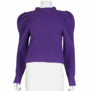 SANDRO Purple Wool Puff Sleeve Sweater